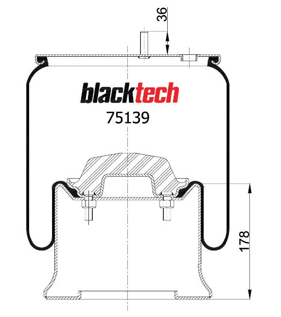 Пневмобаллон Schmitz 015323 (стальной стакан) RML75139C2 Blacktech Пневмобаллон Schmitz 015323 (стальной стакан) RML75139C2 Blacktech