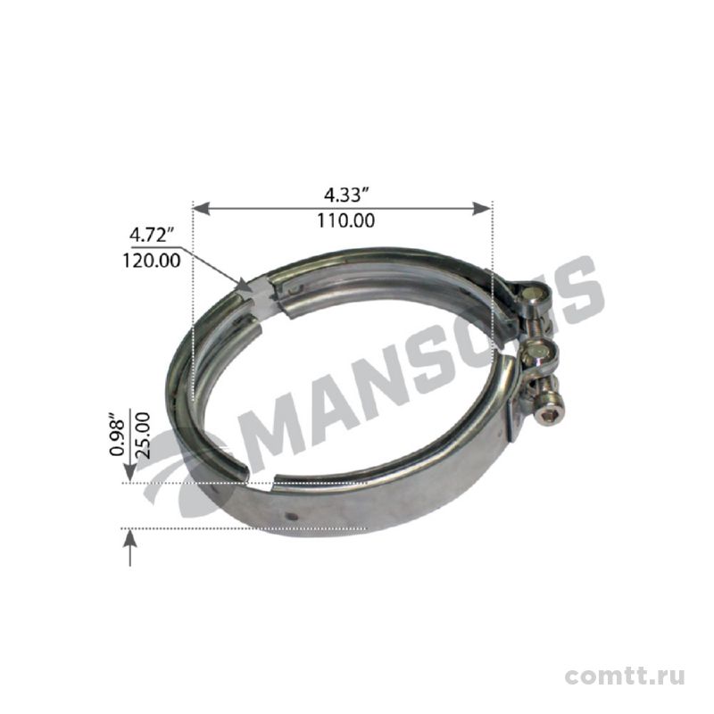 Хомут турбины Scania 4s (DSC12) 100667 Mansons Хомут турбины Scania 4s (DSC12) 100667 Mansons