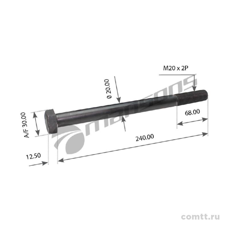 Болт М20*220*2-10.9 MAN 400617 Mansons Болт М20*220*2-10.9 MAN 400617 Mansons