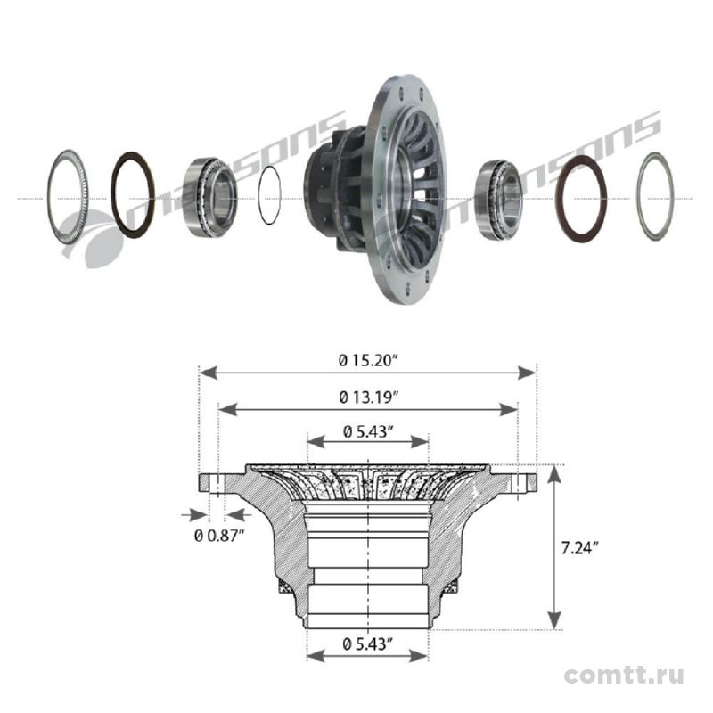 Ступица колеса SAF SKRB 9019/9022 Integral с подшипниками 600123 Mansons Ступица колеса SAF SKRB 9019/9022 Integral с подшипниками 600123 Mansons