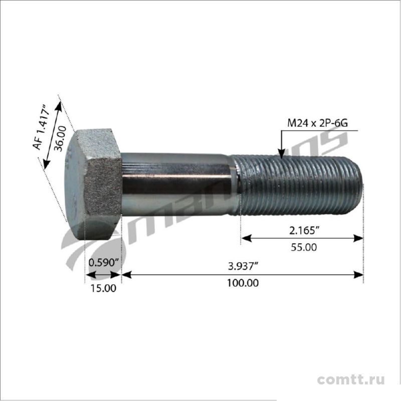 Болт М24*100*2 600181 Mansons Болт М24*100*2 600181 Mansons
