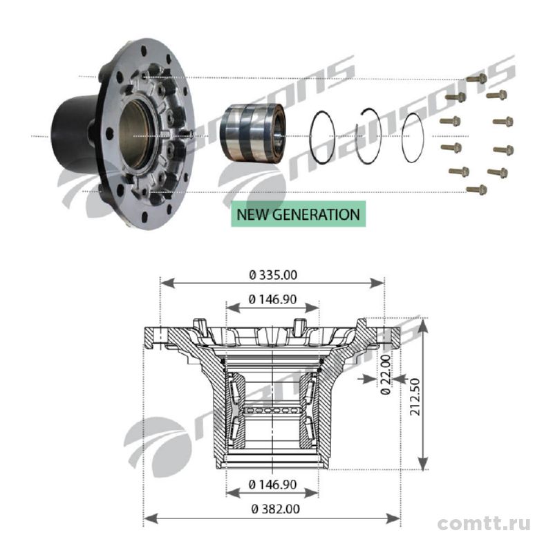 Ступица колеса MB Discos TE4/TE5 (в сборе) новый образец 700249 Mansons Ступица колеса MB Discos TE4/TE5 (в сборе) новый образец 700249 Mansons