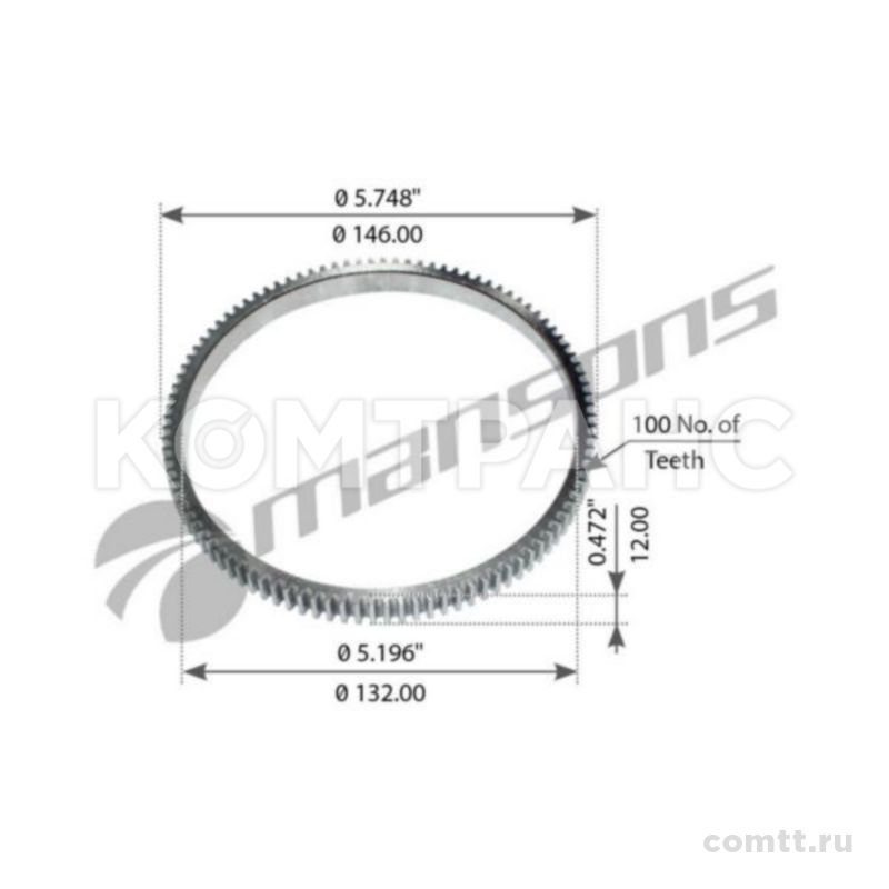 Кольцо АБС Volvo FH/FM (передняя ось) D=132 900453 Mansons Кольцо АБС Volvo FH/FM (передняя ось) D=132 900453 Mansons