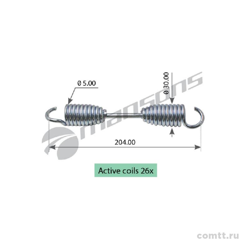 Пружина стяжная колодок Fruehauf/SMB/Trailor 212х30х5 SPR0039 Mansons Пружина стяжная колодок Fruehauf/SMB/Trailor 212х30х5 SPR0039 Mansons
