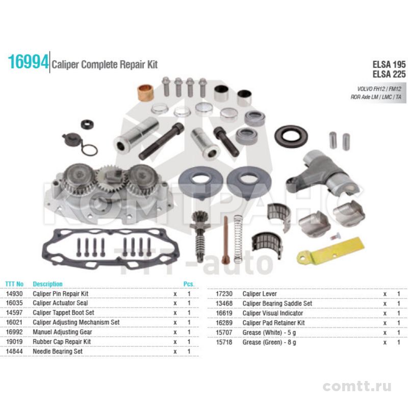 Ремкомплект суппорта ROR LM/TM Elsa 195 (полный) 16994 Ttt Ремкомплект суппорта ROR LM/TM Elsa 195 (полный) 16994 Ttt