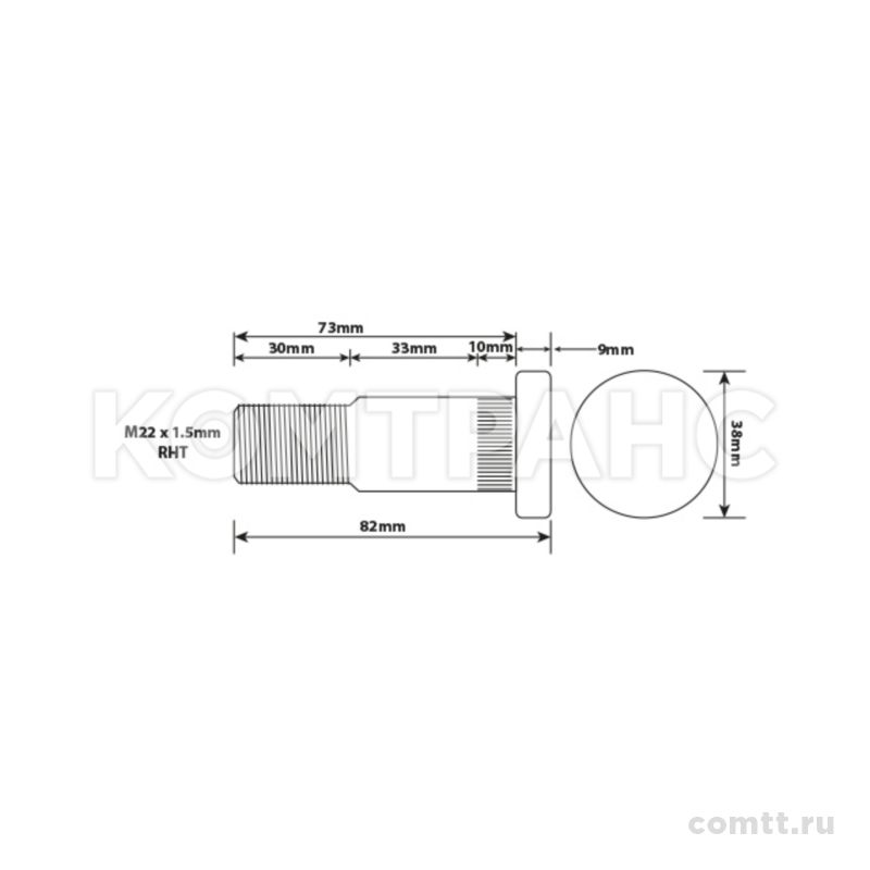 Шпилька колесная SMB/Fruehauf/Trailor М22х1,5/82*74*32 A5847 Uc Шпилька колесная SMB/Fruehauf/Trailor М22х1,5/82*74*32 A5847 Uc